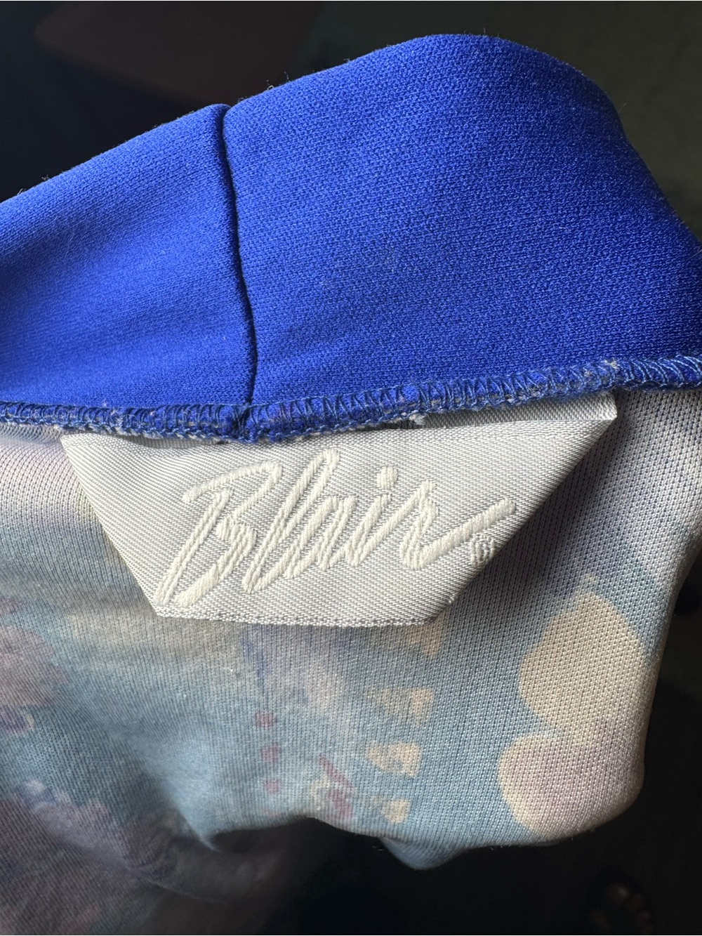 Blair Vintage Floral Open Front Jacket Blazer Blue Trim Oversized L - Picture 5 of 7